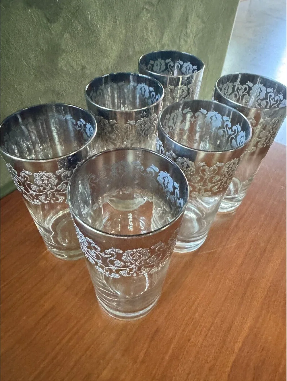 6 Vintage MCM Royal Luster Silver Madeira Highball Glasses - Mint Condition
